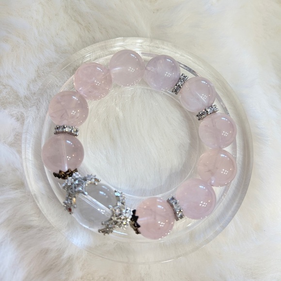 Natural Rose Quartz Milky Quartz 14mm Energy of Love ConservationLucky Bracelet - Picture 1 of 8